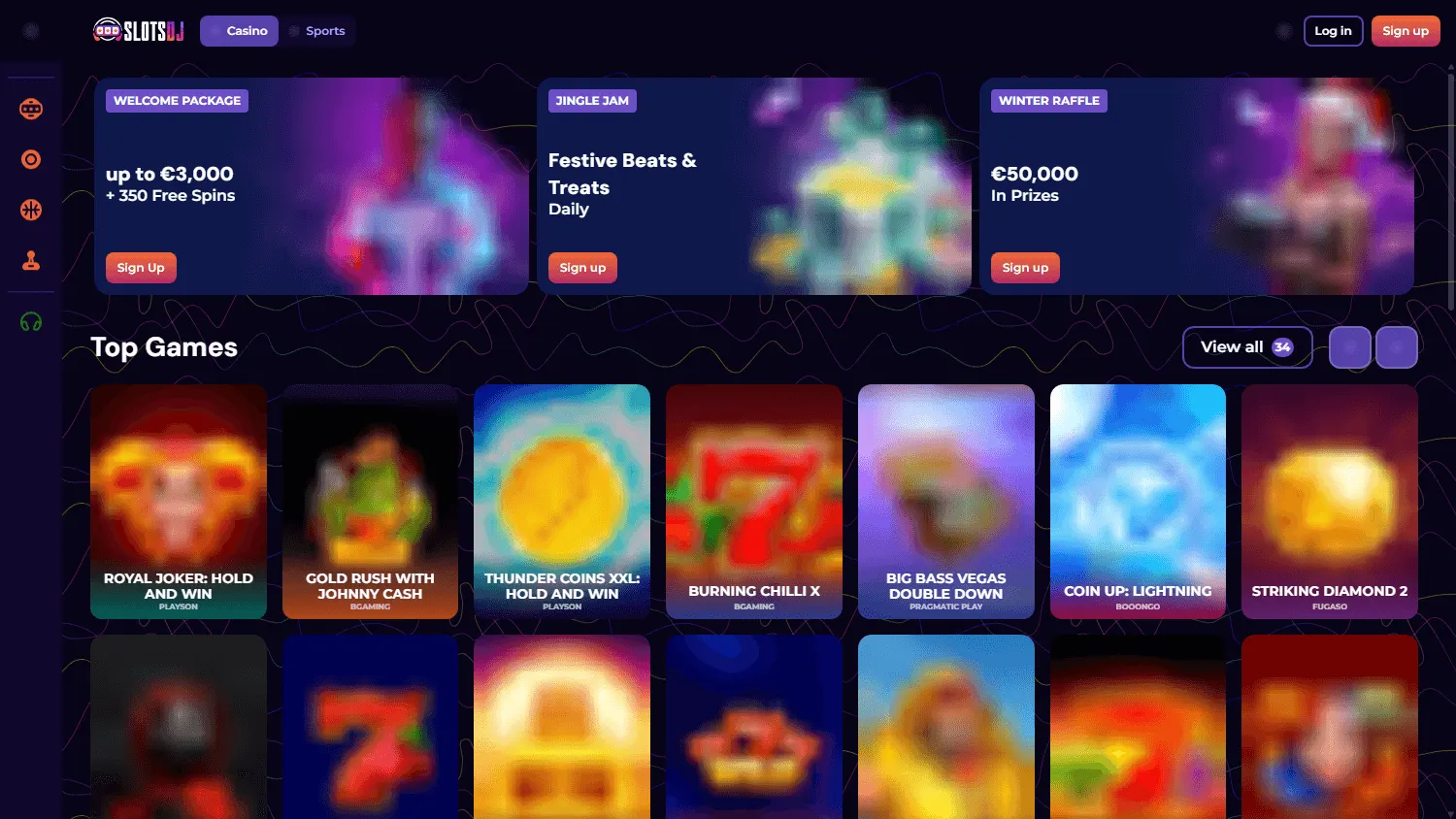 Slotsdj Casino desktop game selection